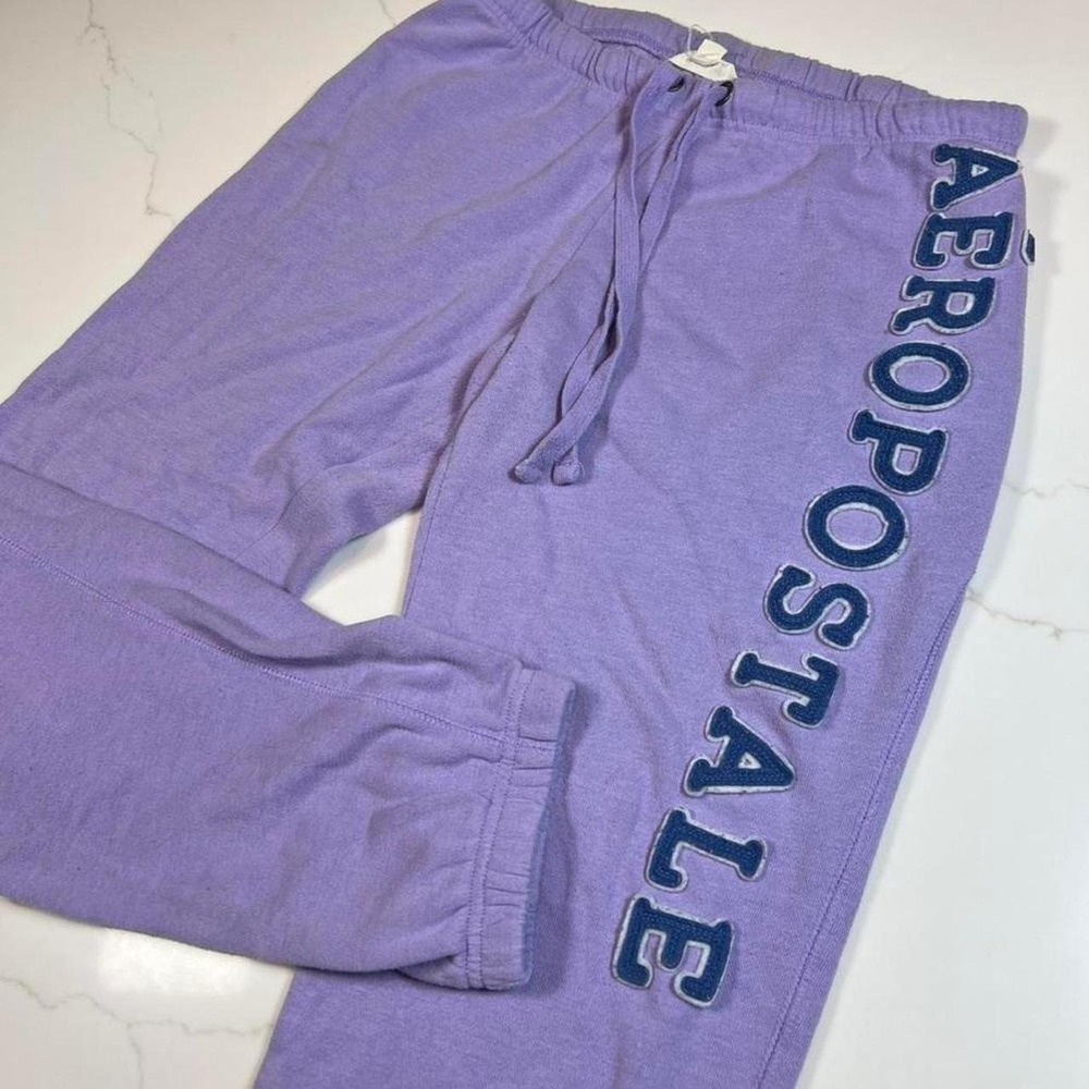 Aeropostale Purple Graphic Jogger Sweatpants Large Y2K Loungewear Pants
